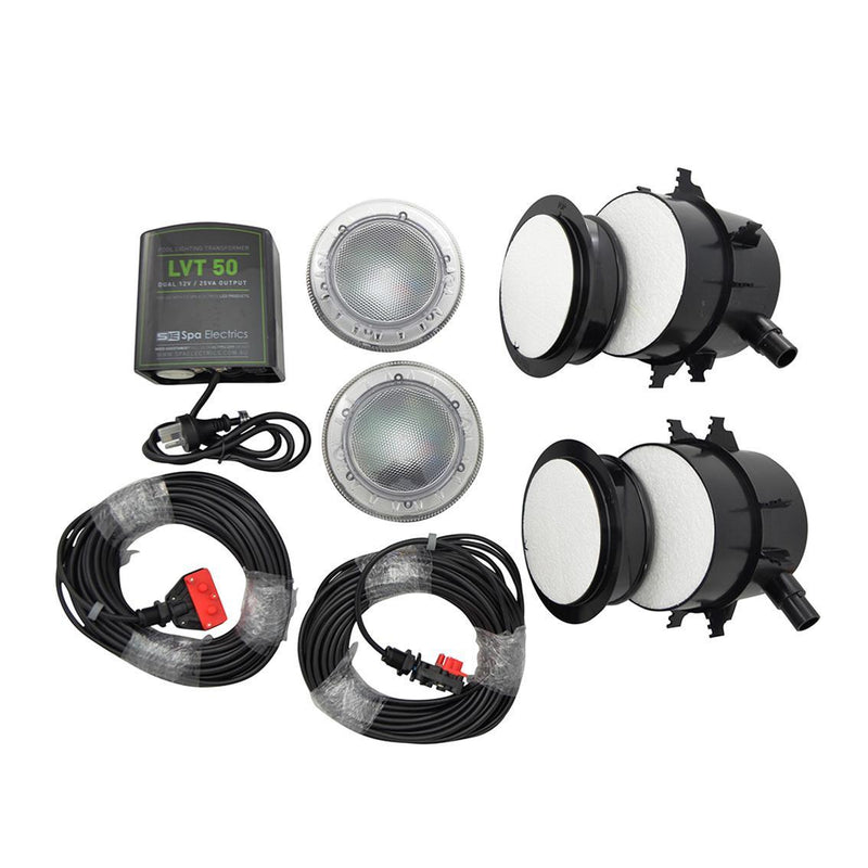 Spa Electrics Quantum WN Kit 2 x Multi Colour LED Light + Trans + 20m Cable