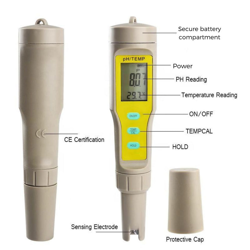 Water TechniX Digital Pool Test Kit Meter - pH / Temperature Sensor