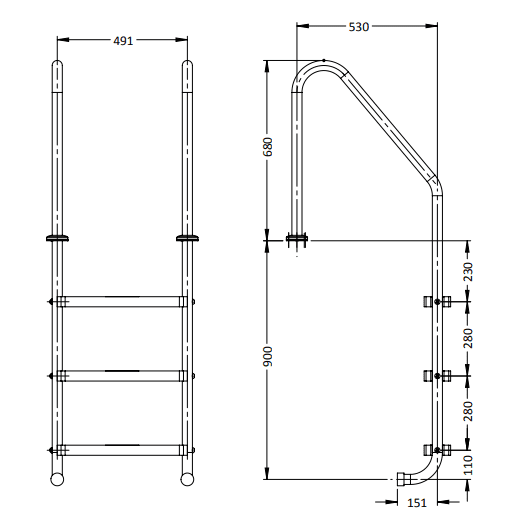 S.R. Smith Ladder Flanged 3 Step - Mr Pool Man