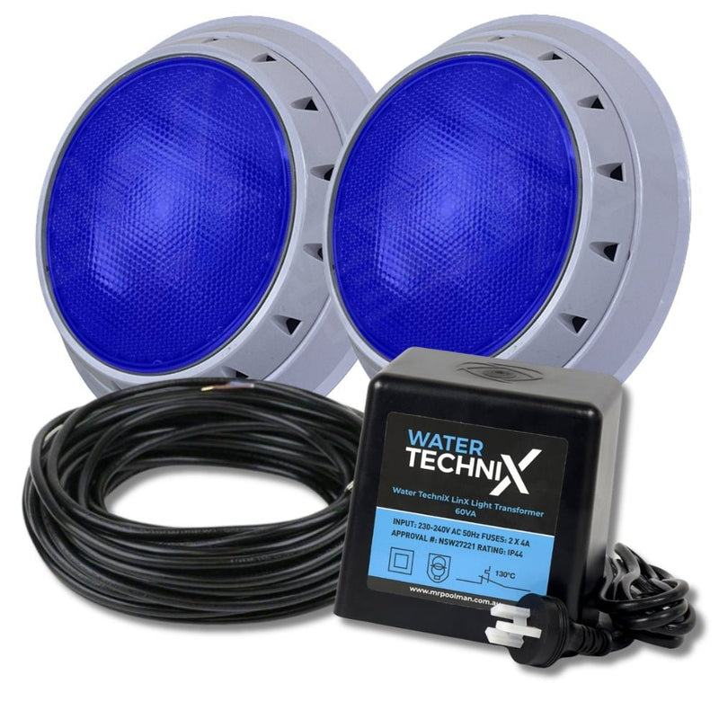 Water TechniX Vivid LED Bundle 2 x Blue Lights + Transformer + 40m Cable - Mr Pool Man