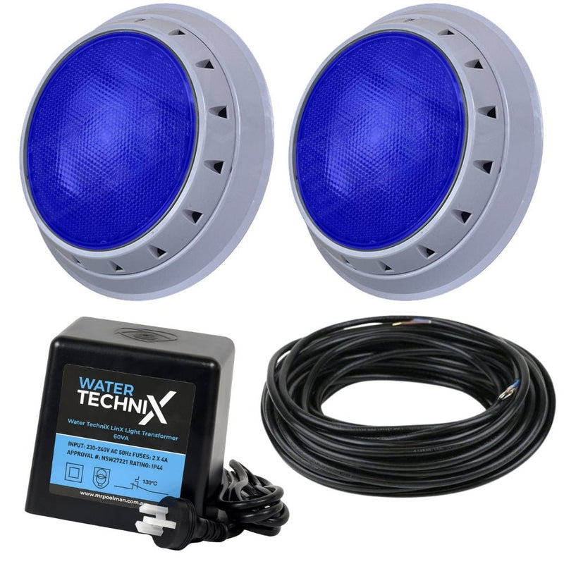 Water TechniX Vivid LED Bundle 2 x Blue Lights + Transformer + 40m Cable - Mr Pool Man