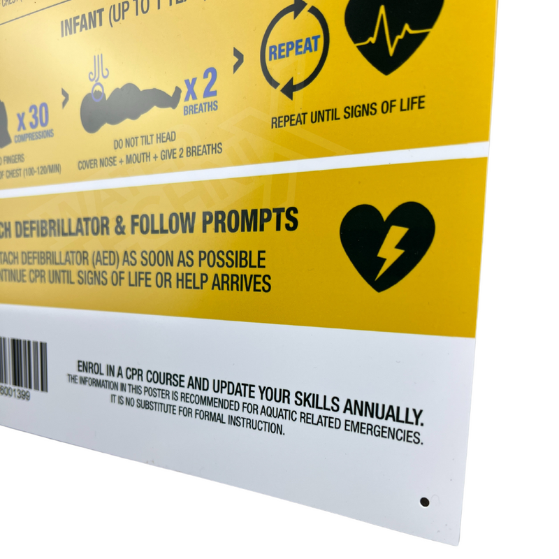 Buy Water TechniX Pool CPR Resuscitation Sign - DRSABC Spa Safety Chart ...